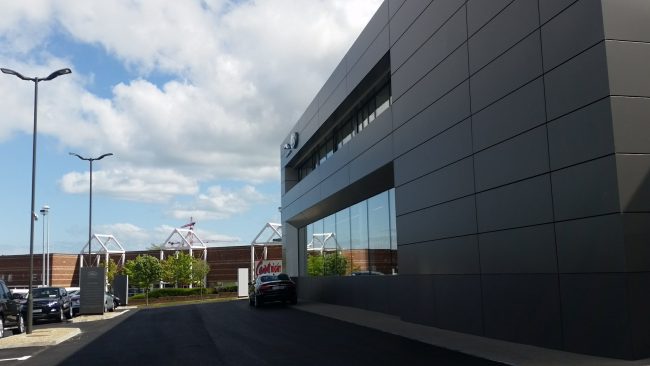 Landrover Refurbishment full cladding of building Two-storey front and rear extension