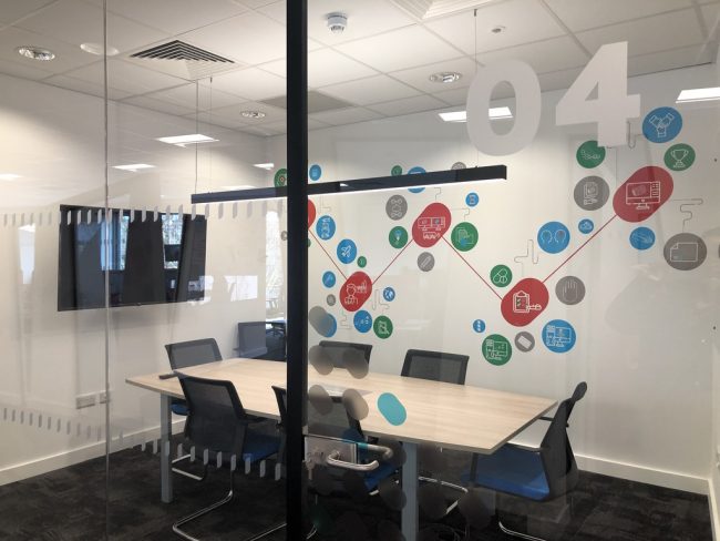 reconstruction and fit out Office Bespoke glazed partition systems